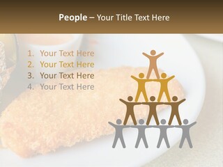 A White Plate Topped With A Piece Of Fish Next To A Cup Of Sauce PowerPoint Template