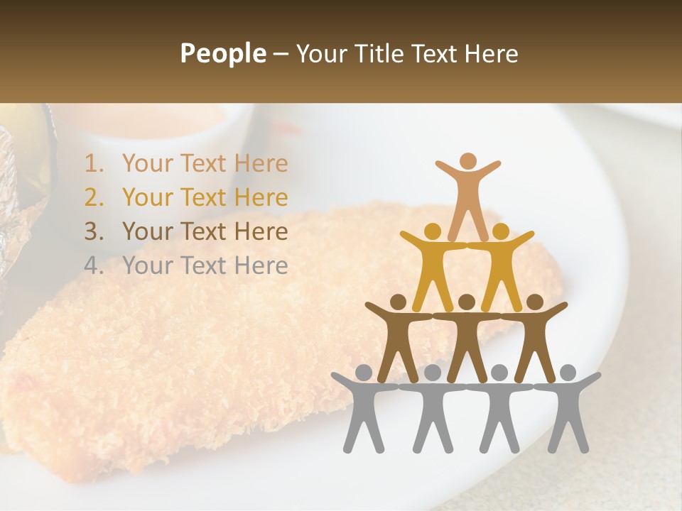 A White Plate Topped With A Piece Of Fish Next To A Cup Of Sauce PowerPoint Template