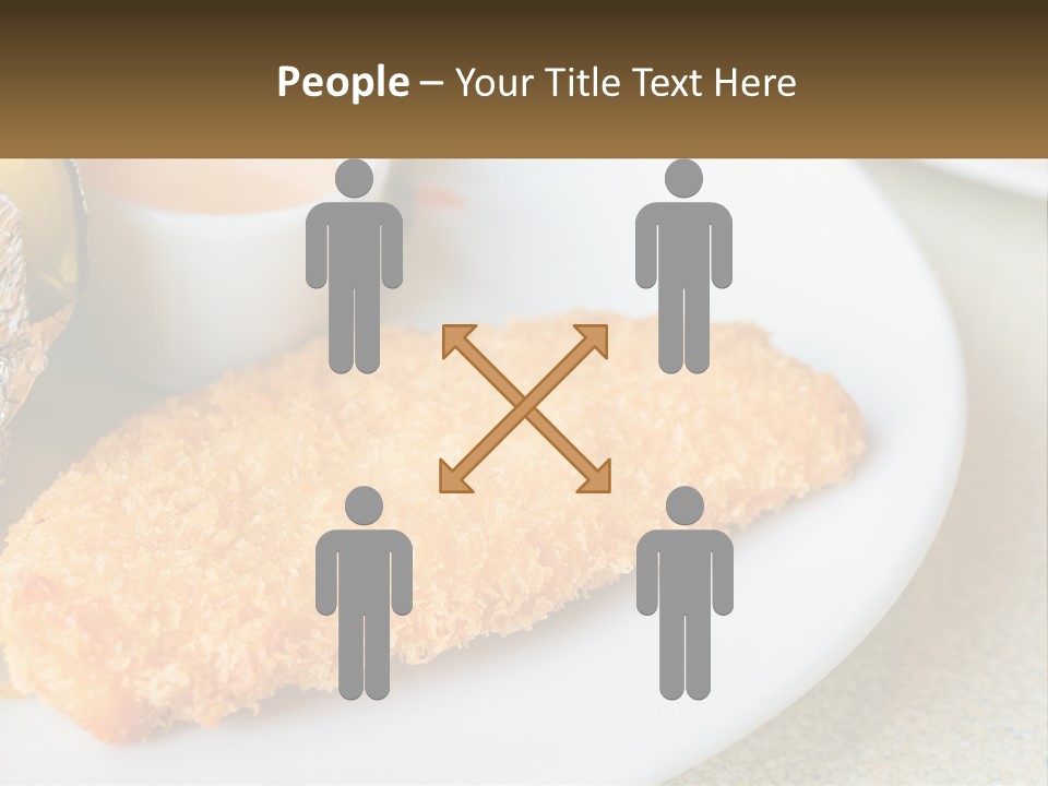 A White Plate Topped With A Piece Of Fish Next To A Cup Of Sauce PowerPoint Template