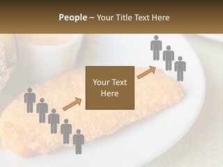 A White Plate Topped With A Piece Of Fish Next To A Cup Of Sauce PowerPoint Template