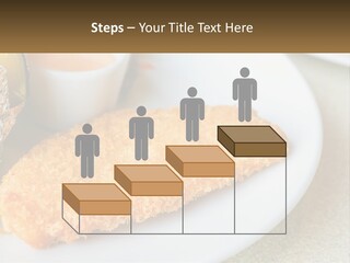 A White Plate Topped With A Piece Of Fish Next To A Cup Of Sauce PowerPoint Template