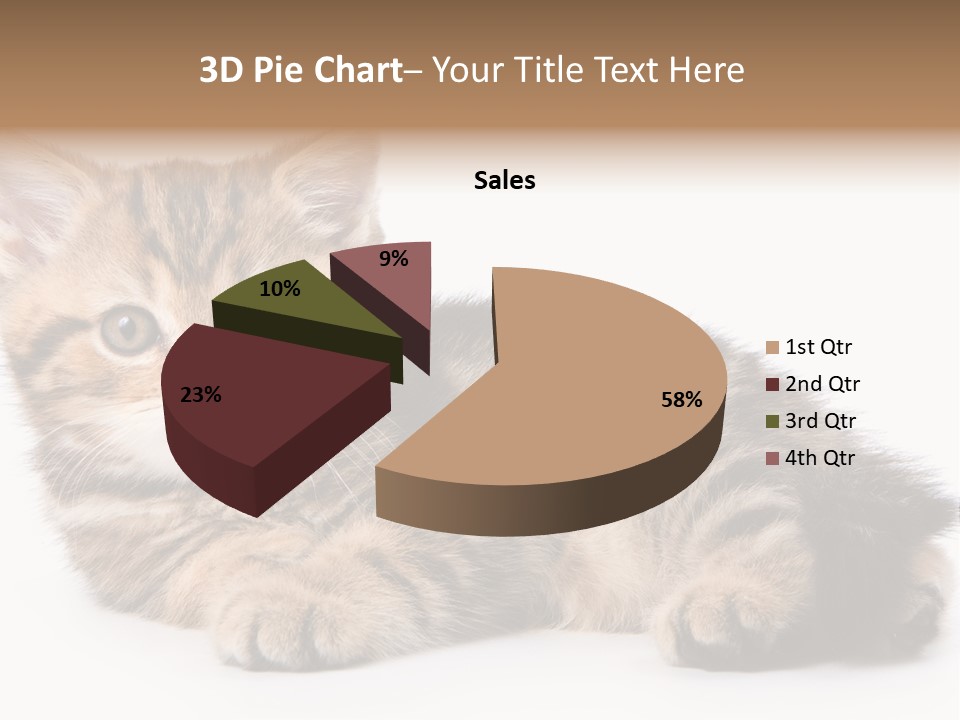 A Small Kitten Laying Down On A White Surface PowerPoint Template