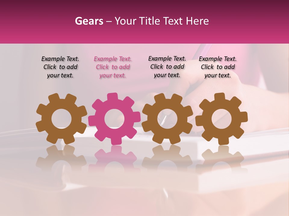 A Person Writing On A Book With A Pen PowerPoint Template