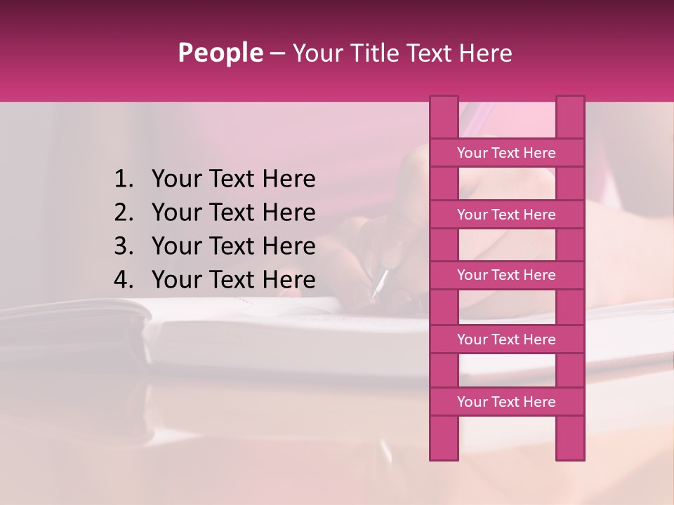 A Person Writing On A Book With A Pen PowerPoint Template