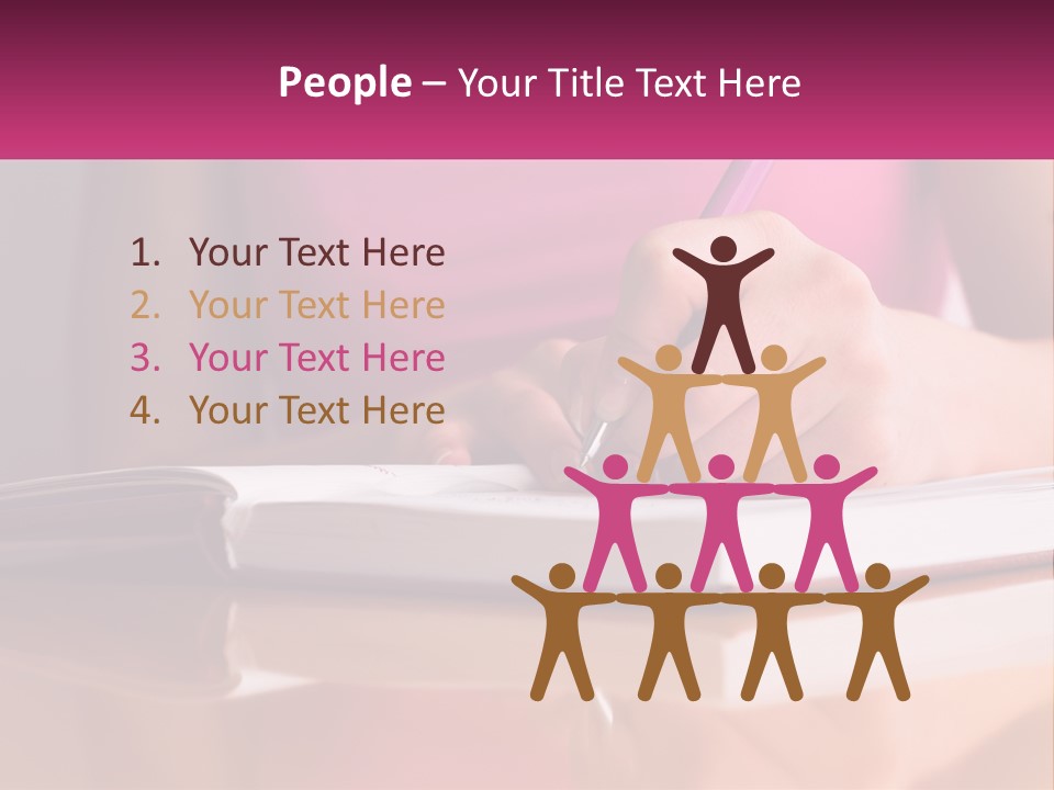 A Person Writing On A Book With A Pen PowerPoint Template