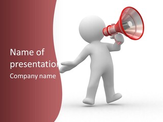 A Person With A Red Megaphone On His Head PowerPoint Template