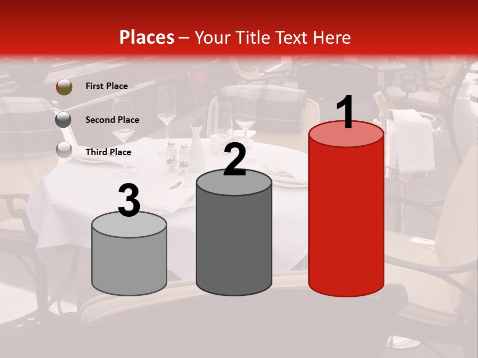A Restaurant With Tables And Chairs With A Red Background PowerPoint Template