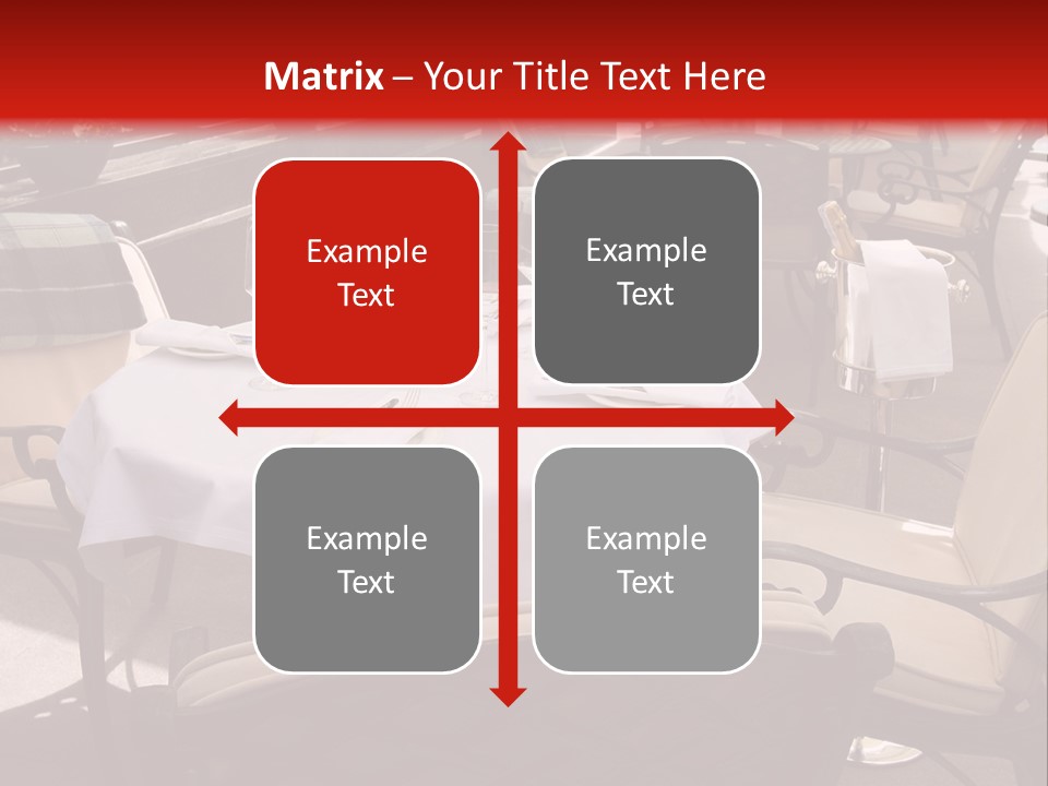 A Restaurant With Tables And Chairs With A Red Background PowerPoint Template