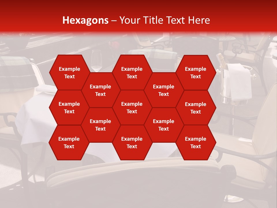 A Restaurant With Tables And Chairs With A Red Background PowerPoint Template