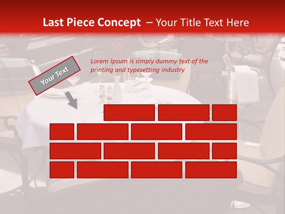 A Restaurant With Tables And Chairs With A Red Background PowerPoint Template