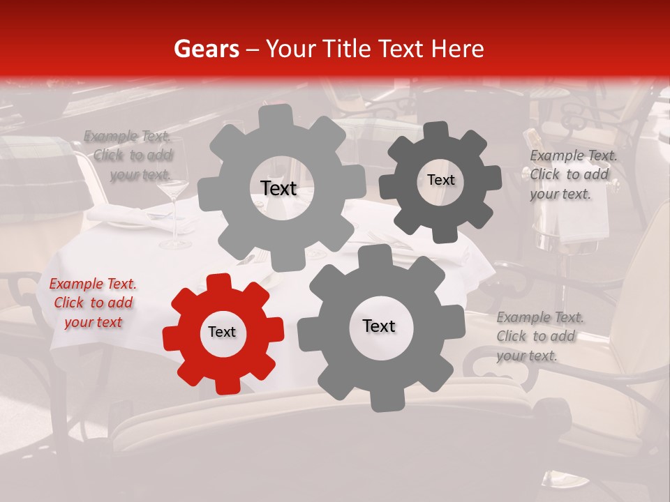 A Restaurant With Tables And Chairs With A Red Background PowerPoint Template