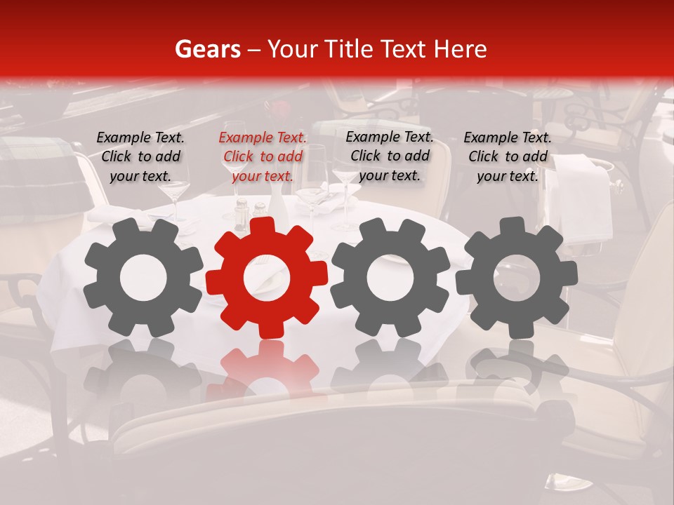 A Restaurant With Tables And Chairs With A Red Background PowerPoint Template