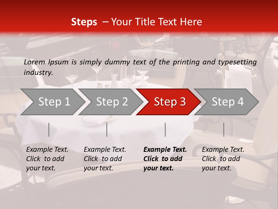 A Restaurant With Tables And Chairs With A Red Background PowerPoint Template