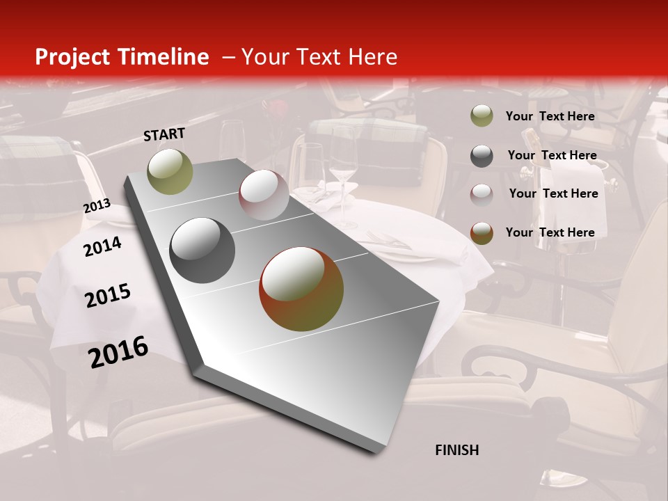 A Restaurant With Tables And Chairs With A Red Background PowerPoint Template