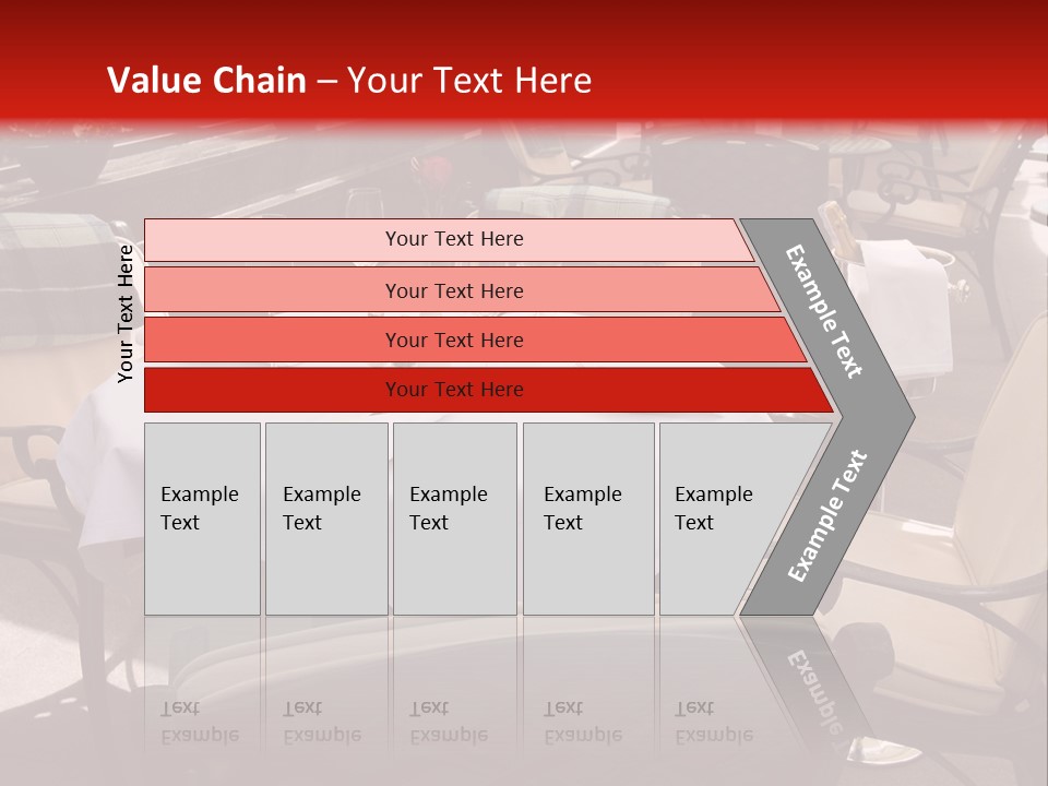 A Restaurant With Tables And Chairs With A Red Background PowerPoint Template
