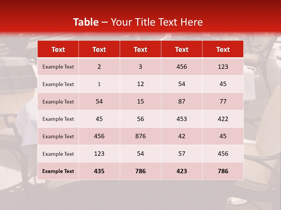 A Restaurant With Tables And Chairs With A Red Background PowerPoint Template