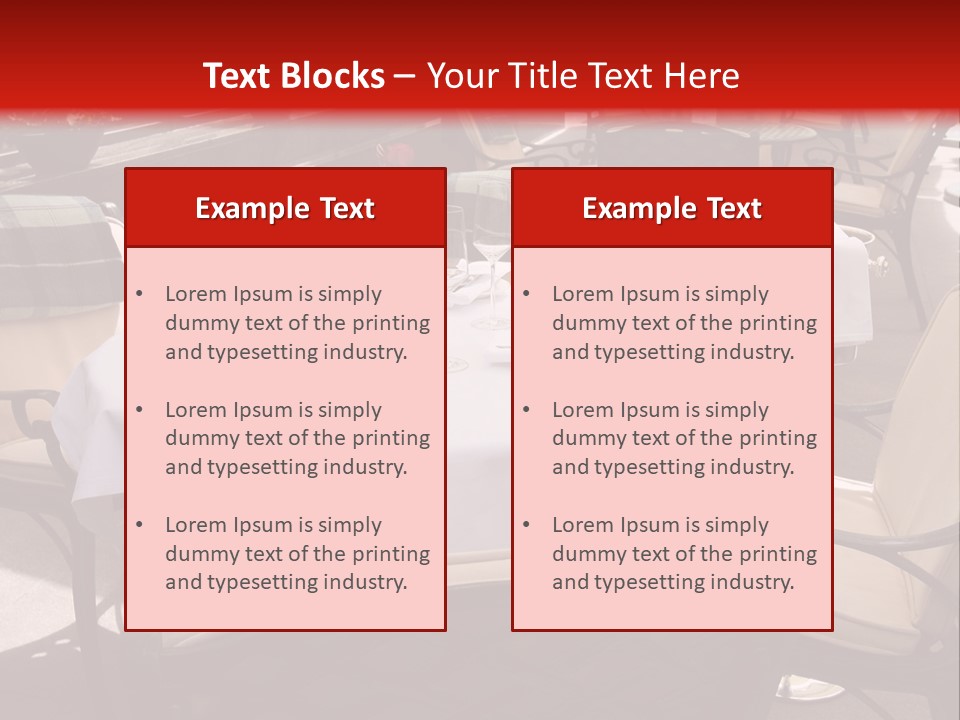 A Restaurant With Tables And Chairs With A Red Background PowerPoint Template