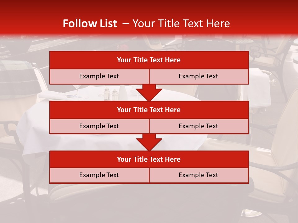 A Restaurant With Tables And Chairs With A Red Background PowerPoint Template
