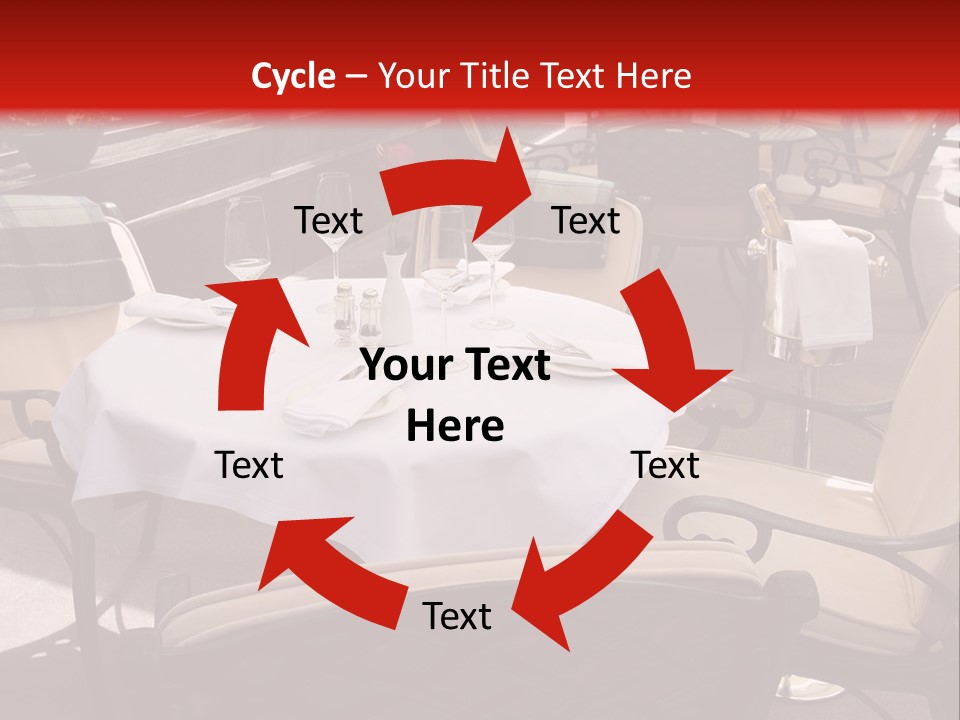 A Restaurant With Tables And Chairs With A Red Background PowerPoint Template