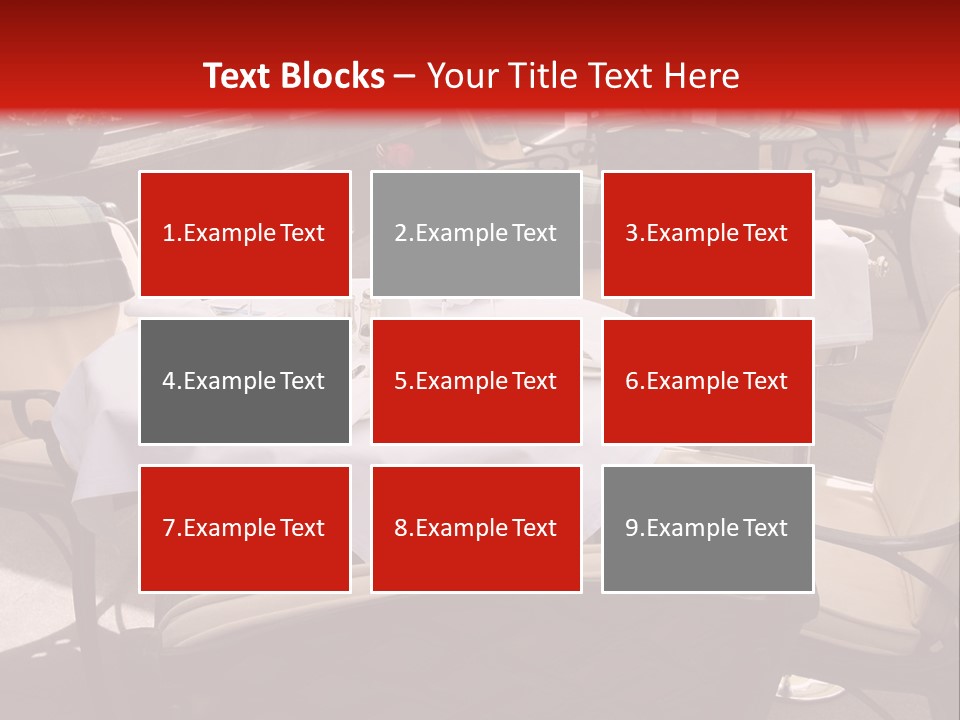 A Restaurant With Tables And Chairs With A Red Background PowerPoint Template