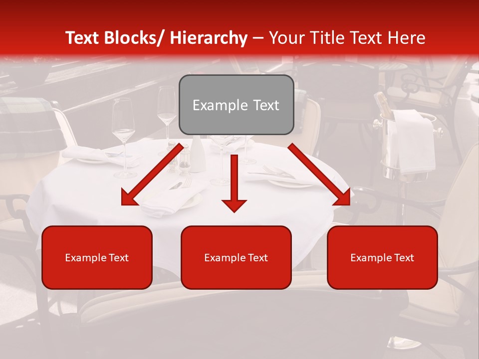 A Restaurant With Tables And Chairs With A Red Background PowerPoint Template