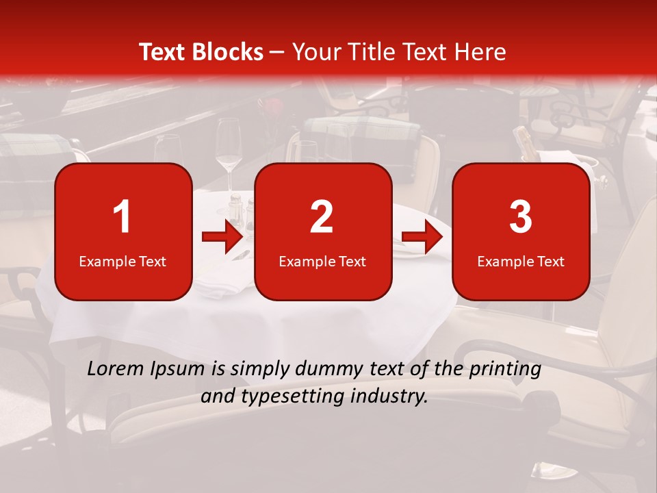 A Restaurant With Tables And Chairs With A Red Background PowerPoint Template