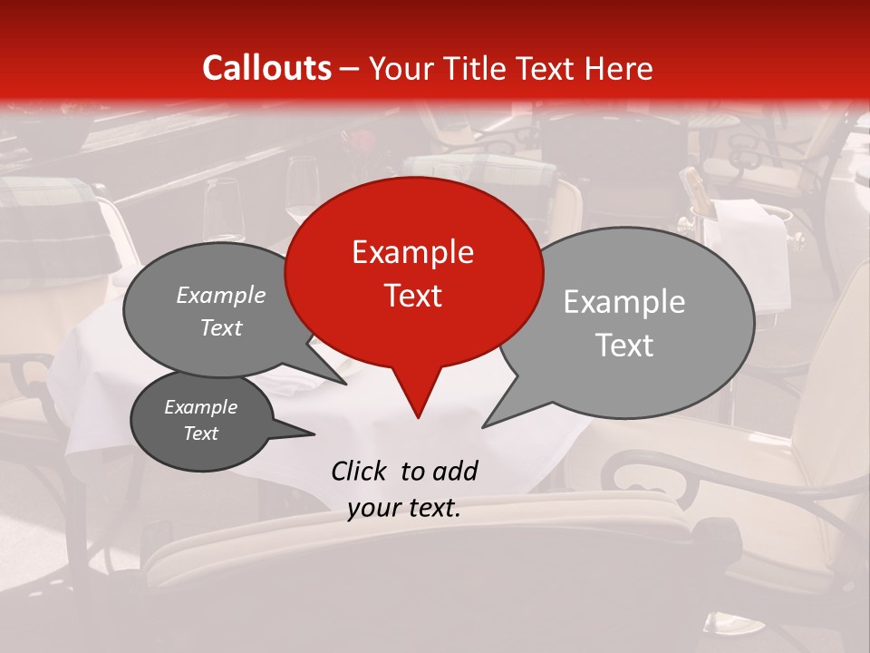 A Restaurant With Tables And Chairs With A Red Background PowerPoint Template