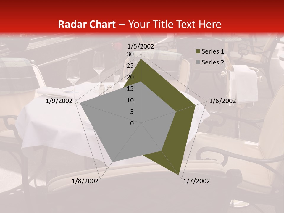 A Restaurant With Tables And Chairs With A Red Background PowerPoint Template