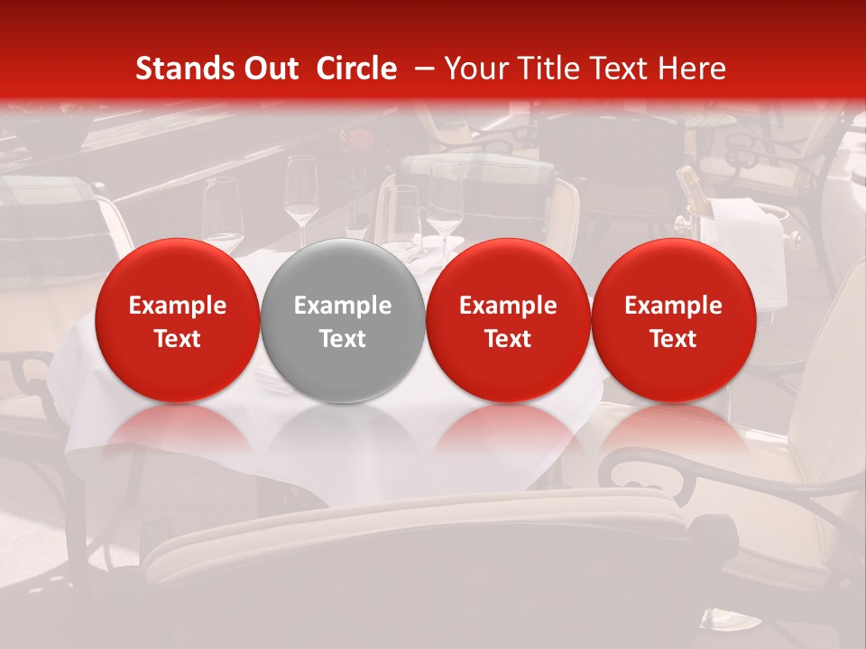 A Restaurant With Tables And Chairs With A Red Background PowerPoint Template