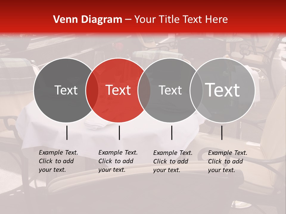 A Restaurant With Tables And Chairs With A Red Background PowerPoint Template
