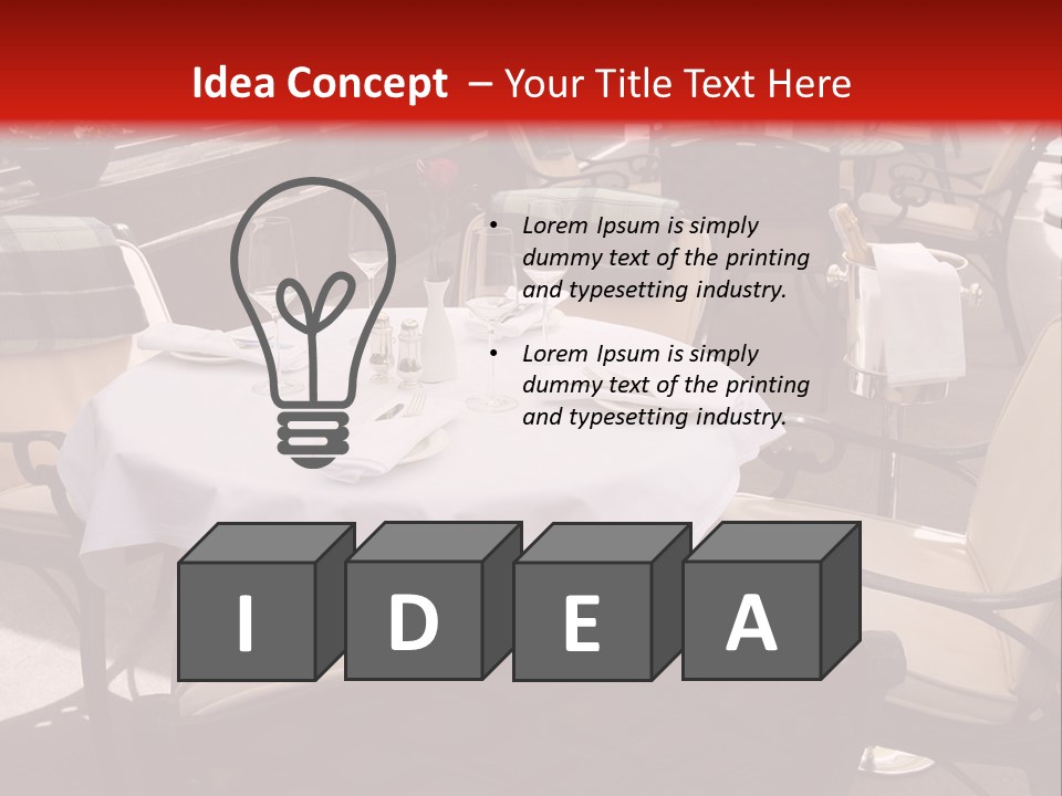 A Restaurant With Tables And Chairs With A Red Background PowerPoint Template