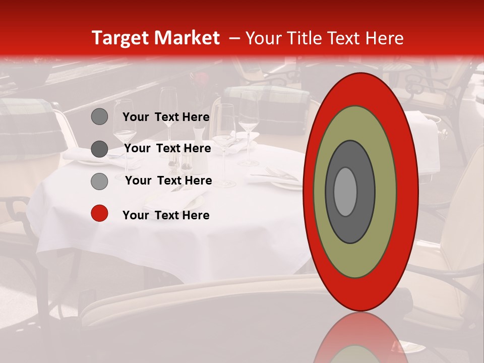 A Restaurant With Tables And Chairs With A Red Background PowerPoint Template