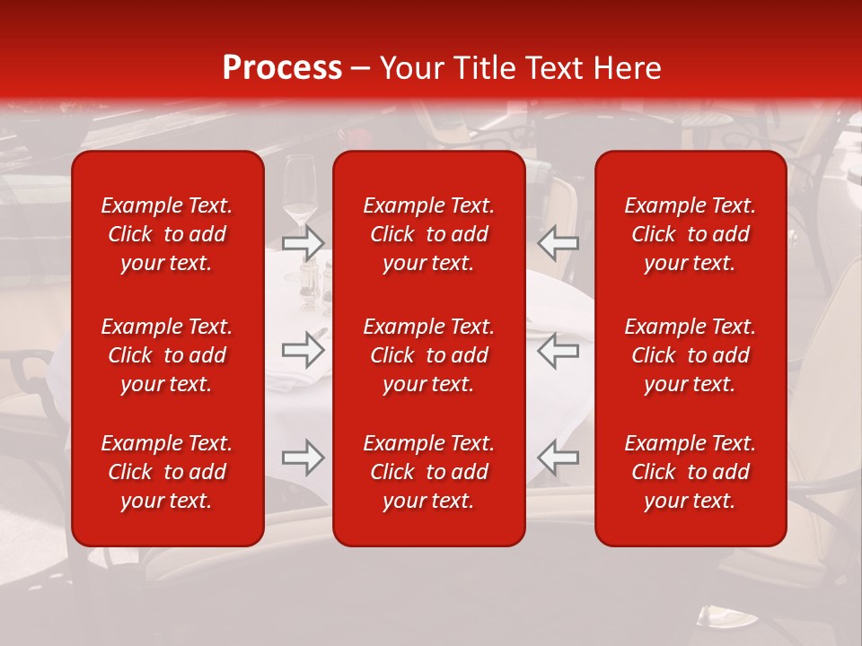 A Restaurant With Tables And Chairs With A Red Background PowerPoint Template