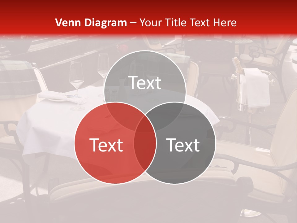 A Restaurant With Tables And Chairs With A Red Background PowerPoint Template