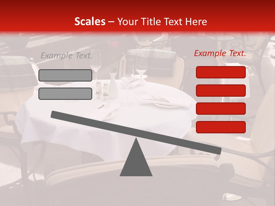 A Restaurant With Tables And Chairs With A Red Background PowerPoint Template