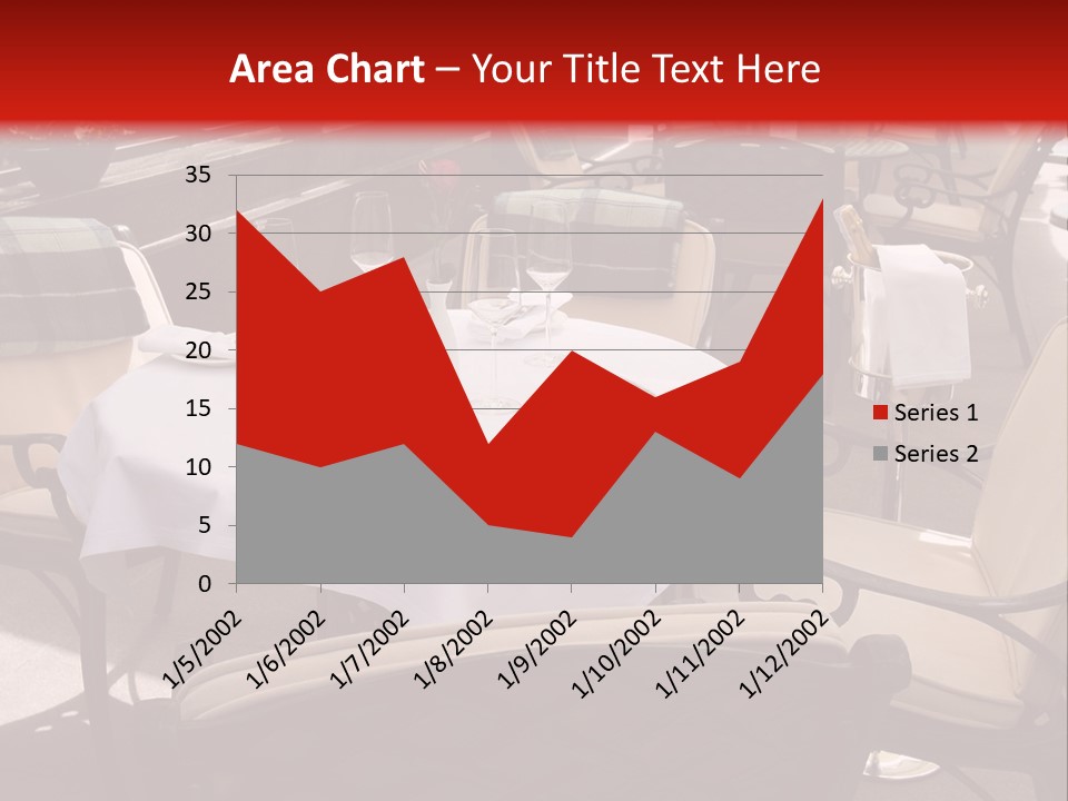 A Restaurant With Tables And Chairs With A Red Background PowerPoint Template