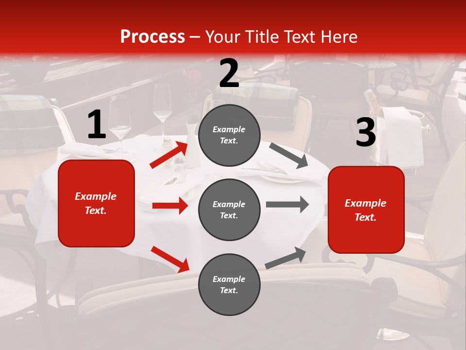 A Restaurant With Tables And Chairs With A Red Background PowerPoint Template