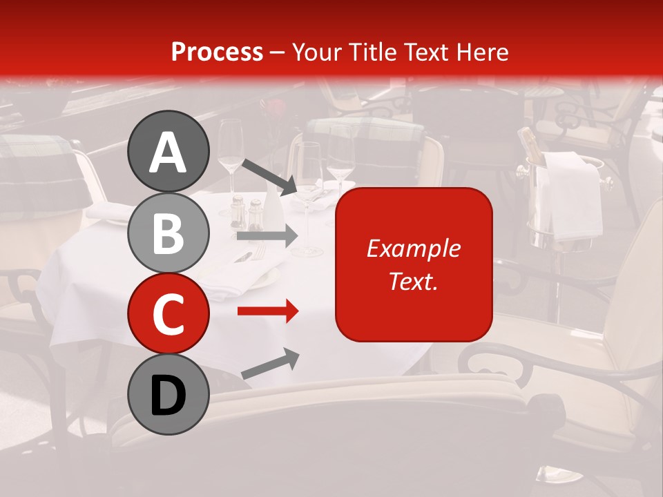 A Restaurant With Tables And Chairs With A Red Background PowerPoint Template