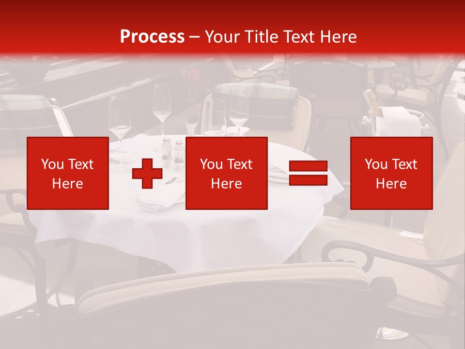 A Restaurant With Tables And Chairs With A Red Background PowerPoint Template