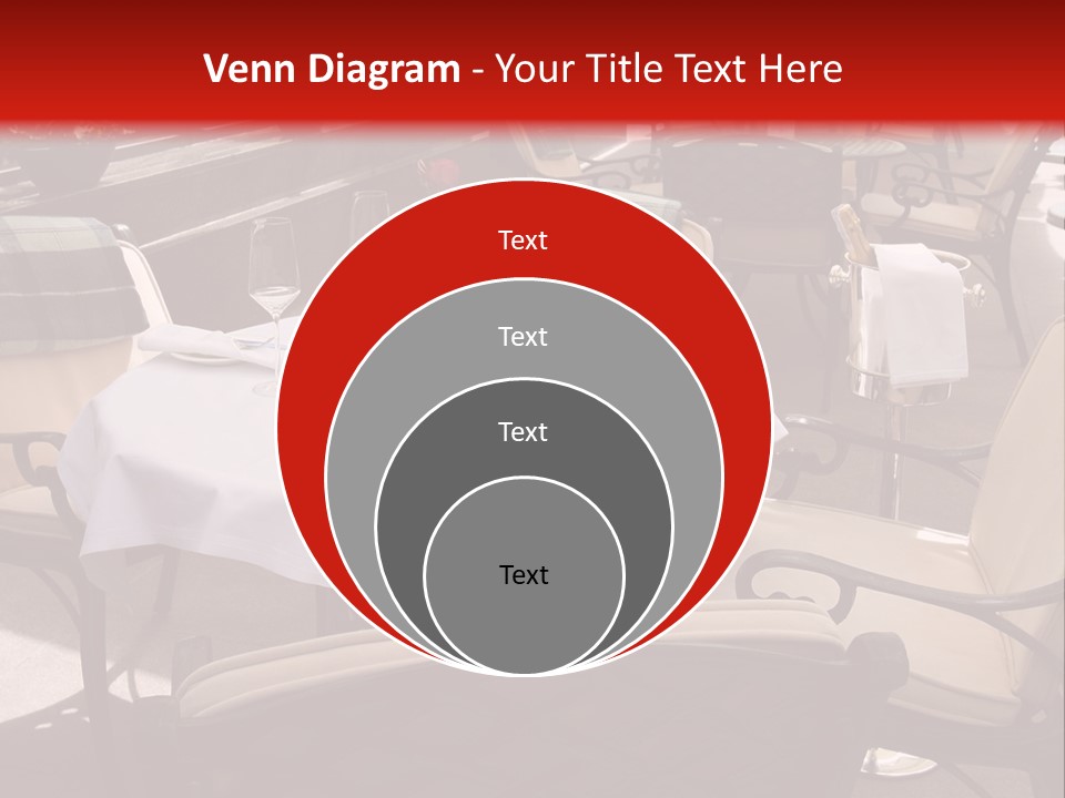 A Restaurant With Tables And Chairs With A Red Background PowerPoint Template