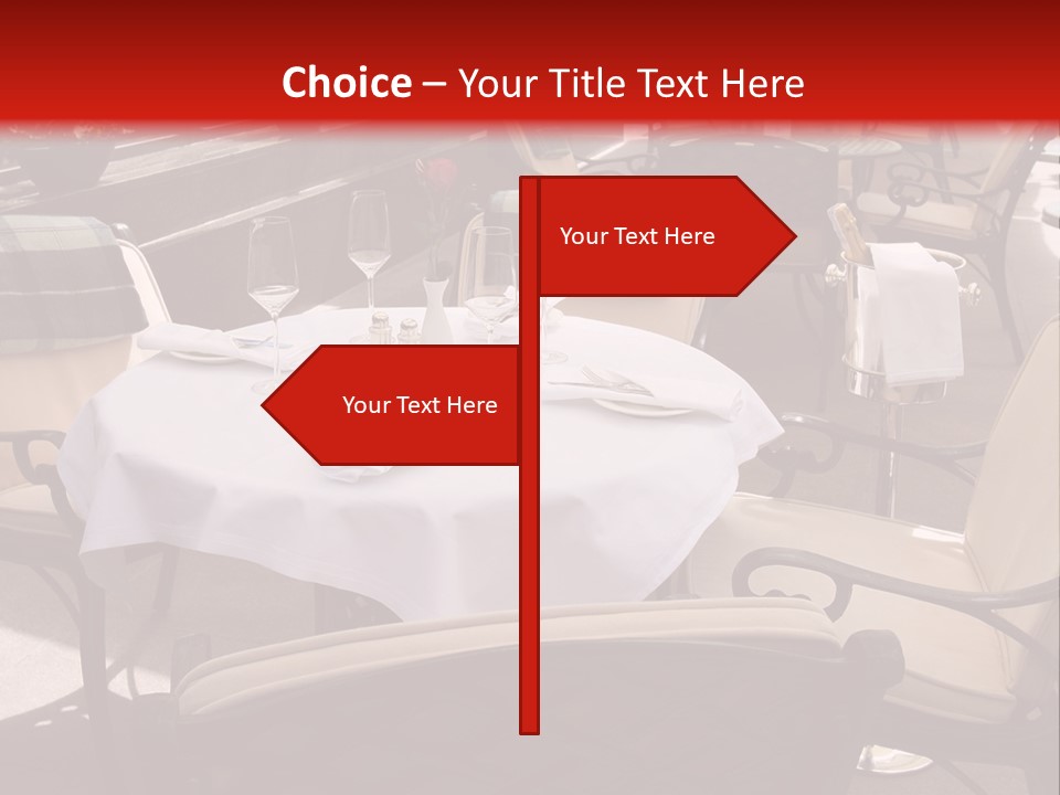 A Restaurant With Tables And Chairs With A Red Background PowerPoint Template