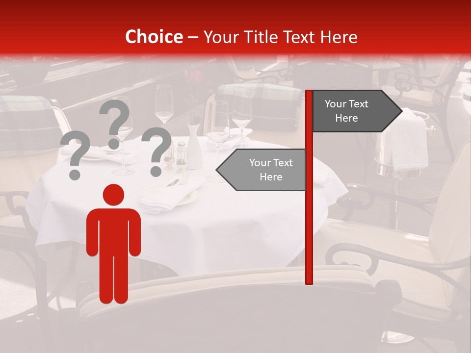 A Restaurant With Tables And Chairs With A Red Background PowerPoint Template