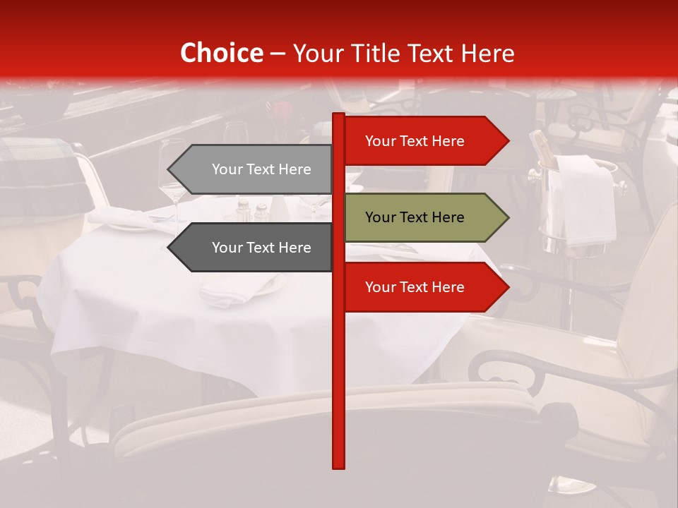 A Restaurant With Tables And Chairs With A Red Background PowerPoint Template