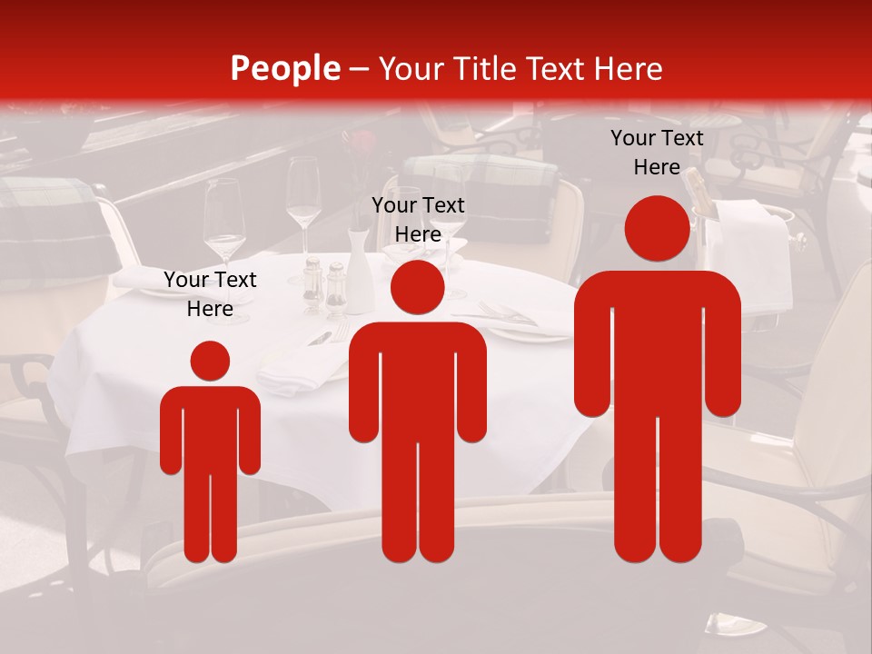 A Restaurant With Tables And Chairs With A Red Background PowerPoint Template
