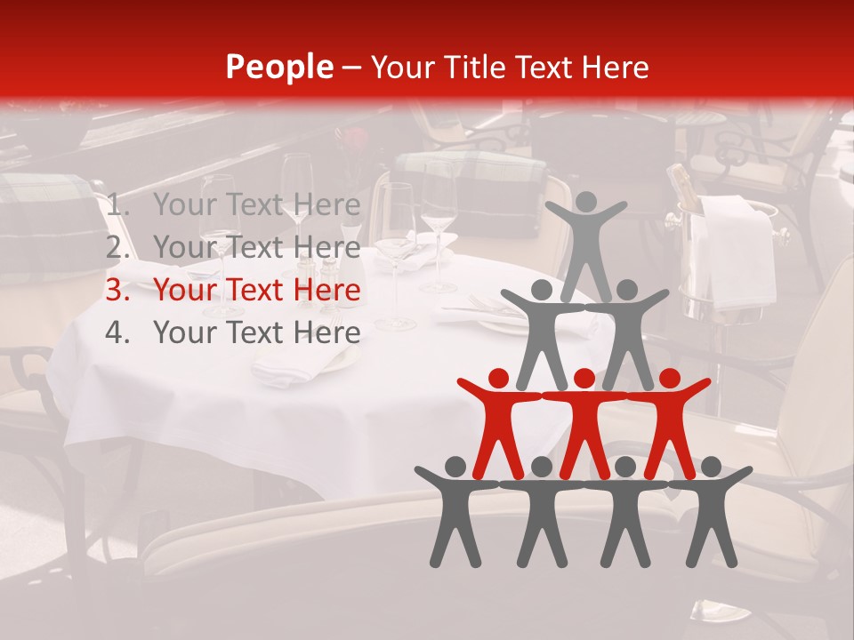 A Restaurant With Tables And Chairs With A Red Background PowerPoint Template