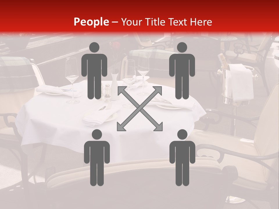 A Restaurant With Tables And Chairs With A Red Background PowerPoint Template