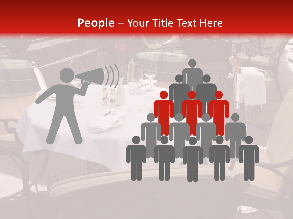 A Restaurant With Tables And Chairs With A Red Background PowerPoint Template