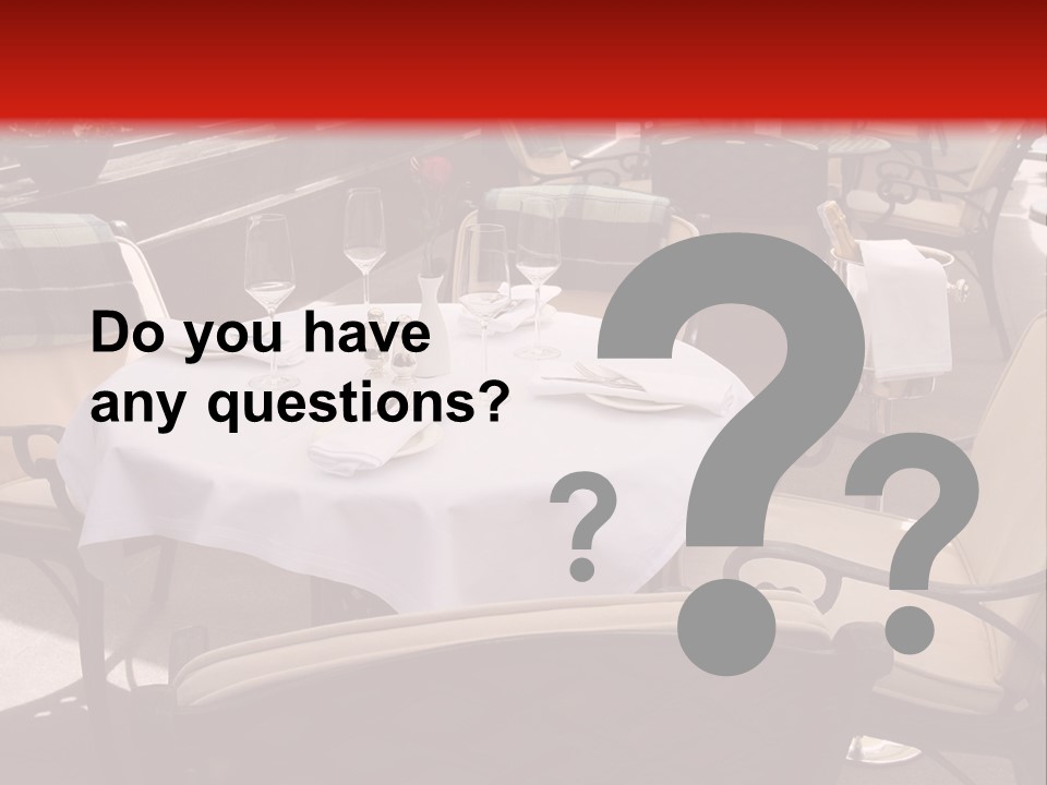 A Restaurant With Tables And Chairs With A Red Background PowerPoint Template