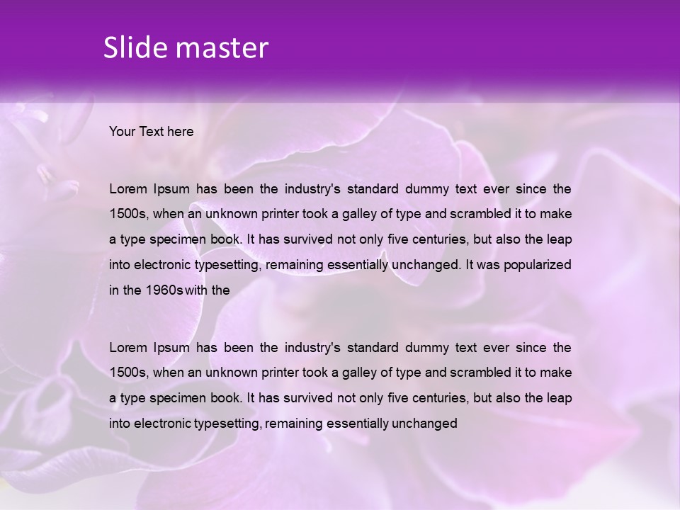 A Bunch Of Purple Flowers On A White Surface PowerPoint Template