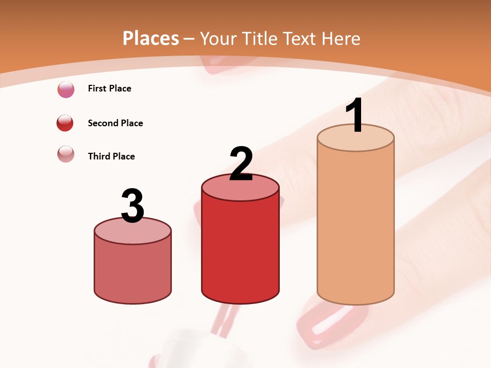 A Woman's Hand With Red Nail Polish On It PowerPoint Template